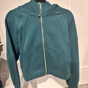 Lululemon scuba *Rare* Teal Full-Zip hoodie with gold zipper